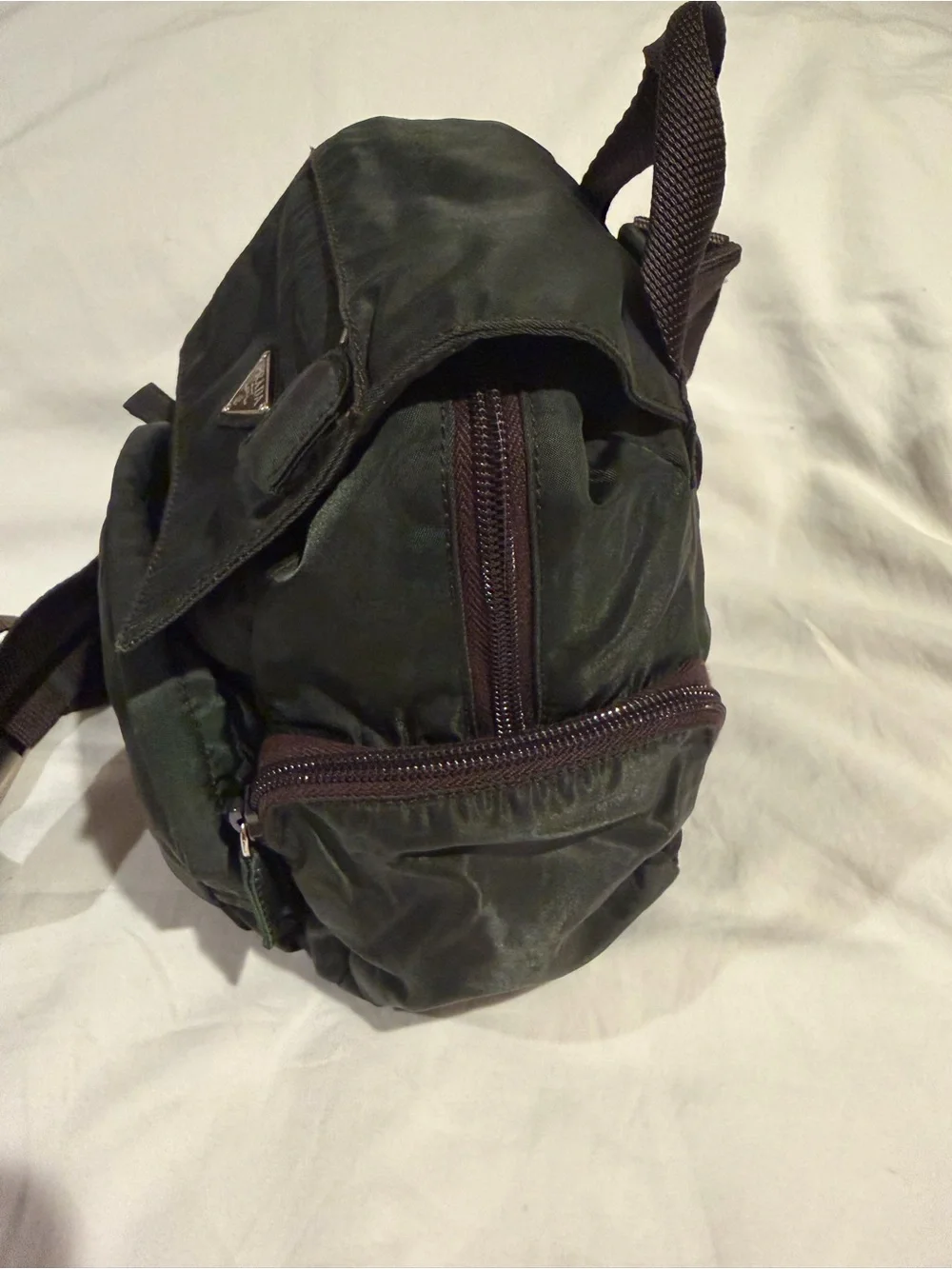 Prada Dark Green Nylon Mini Backpack Crossbody